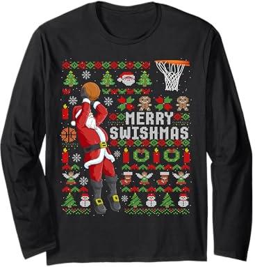 Merry Swishmas Ugly Christmas Basketball Weihnachten Langarmshirt