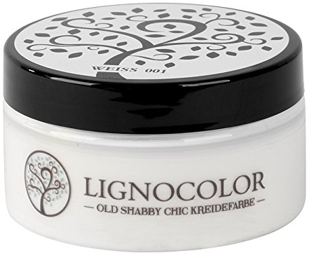 Lignocolor 100ml Kreidefarbe (Weiss) Shabby Chic Lack Landhaus Stil Vintage Look Chalky finish