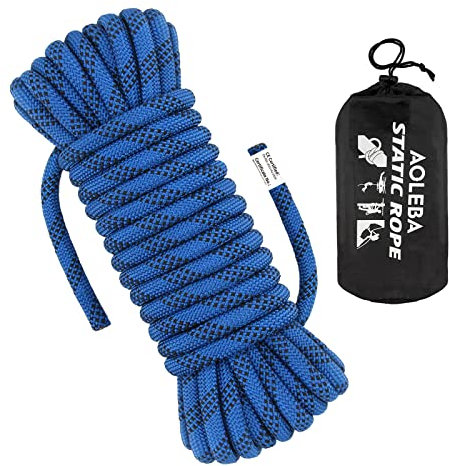 AOLEBA 10.5 mm Static Climbing Rope 10M(32ft) 20M(64ft) 30M(96ft) 50M(160ft) 70M(230ft) Outdoor Rock Climbing Ropes, Escape Rope Ice Climbing Equipment Fire Rescue Parachute Rope