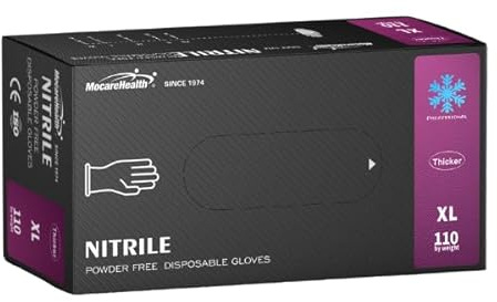 MocareHealth Guanti usa e getta in nitrile viola più spessi, 5 mil, testurizzati, senza lattice, senza acceleratori, senza polvere (110, L)