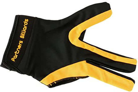 Sharplace Professioneller 3 Finger Handschuh für Die Hand von rechts, Sportzubehör für Billard, Snooker, Gelb Schwarz