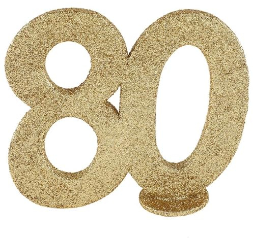 PAINT IT EASY NEU Aufsteller Geburtstags-Zahl 80, Glitter-Gold, ca. 10cm