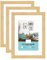 ATOBART A5 cadres photo en bois clair avec passe-partout pour impression 10x15 cm, avec verre en plastique pour montage mural,15x21cm,Lot de 3