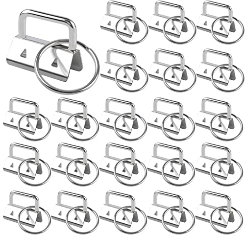 40 Stück Schlüsselanhänger Rohlinge, 25mm Schlüsselband Hardware Klemmverschluss Anhänger Armband Hardware mit Schlüsselring für DIY Handarbeit Lanyard Stoff (Silber)