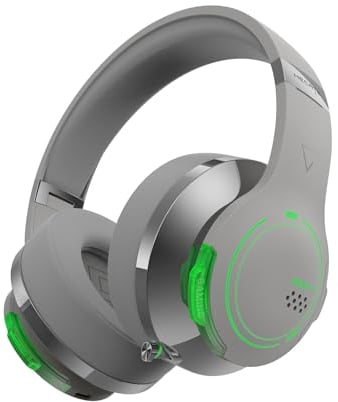 Edifier Hecate G5BT Kabelloses Gaming Headset, 36H Akku, Einziehbar Dual-MIC ENC, Over-Ear Kopfhörer Weiche Form-Ohrpolster, Hi-Res Audio, H+ Sound, RGB-Licht, für PC PS4 PS5 Phone Switch