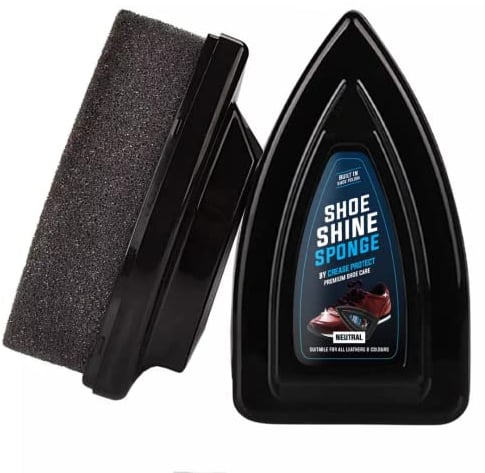 Shoe Shine Sponge - Suitable For All Leathers & Colours - Natural Conditioner and Restorer - Protects & Cleans & Nourishes Shoes, Sofas, Bags, Car Seats & Furniture (Neutral/Natural, Pack of 1)