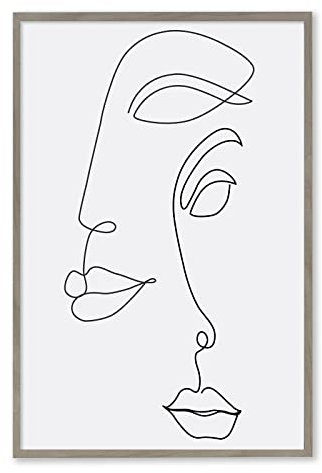 XBUMHOAL Minimalist Line Leinwand Wandkunst Abstrakte Gesichtslinie Leinwand Gesicht Poster Minimalistische Abstrakte Gemälde Kunstwerk Gesicht Minimalistischer Kunstdruck Schwarz-Weiß Linie Bilder