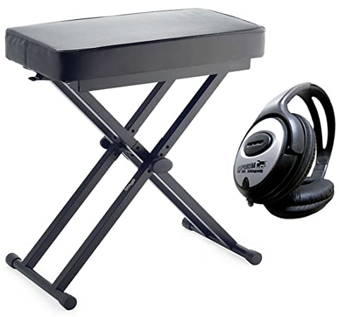 Stagg KEB-A60 Klavierbank Keyboard Hocker Sitzbank + keepdrum Kopfhörer