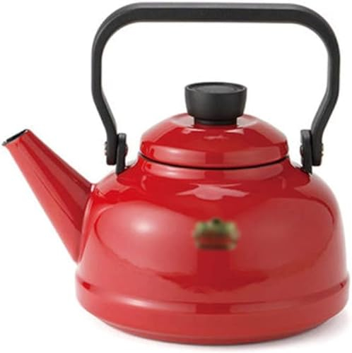 LIOONS Wasserkessel Kreativer Teekessel Emaille Wasserkocher Rote Teekanne Gas Induktionsherd Wasserkocher Haushaltsgas Wasserkocher Teekanne 2.3l /77.7oz Herd Pfeifkessel