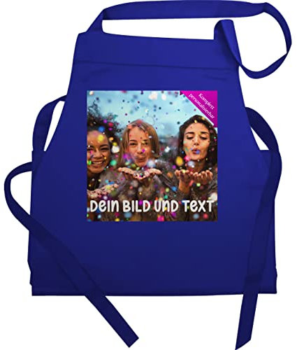 Schürze - Foto Text Erwachsene - Fotogeschenk I Geschenk Bild personalisiert I Geschenk mit Bild I Custom Photo - 60x87 - Royalblau - personalisierte kochschürze schürzen+selbst+gestalten