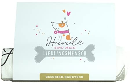 HappyLife Geschirrhandtuch, 100% hochwertige Baumwolle, weich und saugfähig, Sprüche, Ideal für die Küche oder als Geschenk - 50 x 70 cm (Hunde sind Mein Lieblingsmensch)