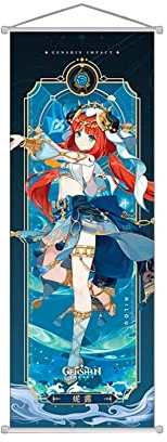 Hanaiette 1 x Genshin Impact Scroll-Poster Wandbehang geschmiedetes Tuch Malerei Dekor Wohnzimmer Schlafzimmer Kunstdruck 70 x 25 cm (Nilou)