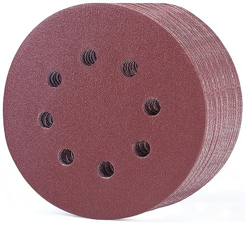 MIDO Professioanl Abrasive 125 mm Sanding Discs 110 PCS Sandpaper 5 Inch 8 Hole Sanding Pads 150 Grit Sanding Disc Hook and Loop Round Orbital Sander Pads for Sanding
