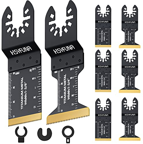 HSYFUNA 8 tlg Multitool Sägeblätter,Multitool Sägeblätter Metall zum Schneiden von Metall,Holznägeln,Schrauben Universal Schnellwechsel Oszillierende Sägeblätter,Für Fein,Dewalt,Bosch,Black&Decker