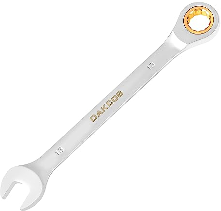 DAKCOS Fixed Head Ratchet Spanner 13mm Ratcheting Combination Wrench Chrome Vanadium Steel