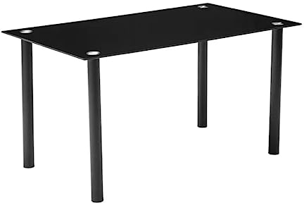 Home Heavenly® - Mesa de Cristal Templado Leiden de 120x80 cm con 4 Patas tubulares metálicas en Color Negro