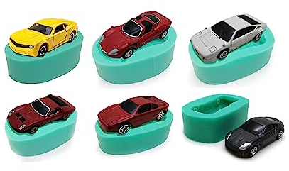Xidmold 6 Stück 3D Auto Silikonform Fondant Backform Kuchen Dekorieren Formen für Schokolade, Tortendeko, Bonbon, Seife, Handwerk