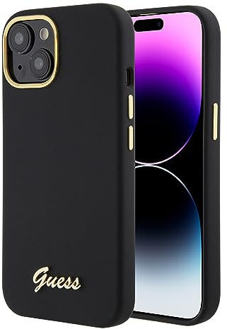 CG Mobile Guess Silikonhülle mit Logo und Kamerahmen, Schwarz