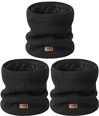 MSDC Schal Herren Winter 3 Stück, Halswärmer Schlauchschal Damen Thermal Dick Warm mit Fleece Gefüttert Kaltes Wetter, Loop Halsschlauch Halstuch Herren Ski-Gesichtsmaskenabdeckung