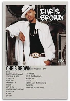 xze Chris Brown Poster, Wandkunst, Leinwand, Poster, Raumdekor, 30 x 45 cm, ungerahmter Stil