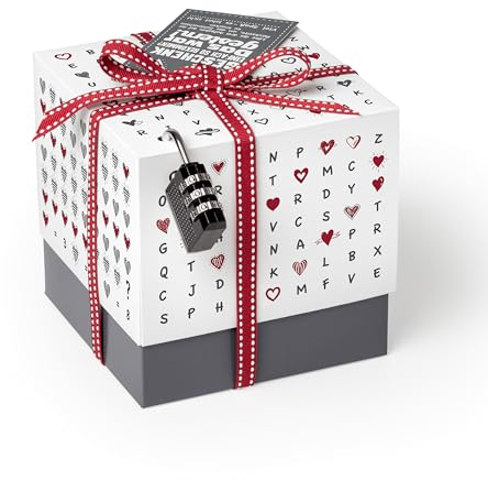 SURPRISA Geschenkbox, Rätselbox Geldgeschenke Verpackung, Gutscheine zum Hochzeit, Valentinstag, Hochzeitstag, Herzrätsel, Größe S (12cm)