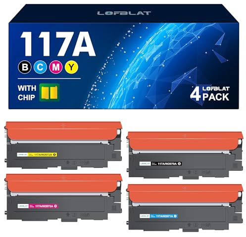 LOFBLAT 117A Toner Ersatz für HP 117A Toner Set für HP Color Laser 179fwg Toner für HP Color Laser 178nwg 179fnw 178nw 150nw 178 179 W2070A W2071A W2072A W2073A (117A Schwarz Cyan Gelb Magenta)