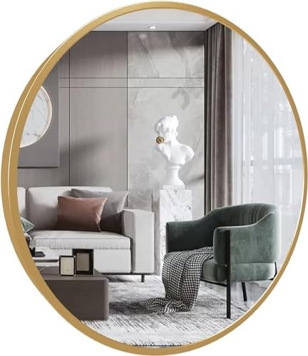 Marctani Espejo Redondo con Marco de Metal - Espejos Decorativos de Pared Elegante y Moderno - Espejo Entrada Recibidor - Ideal para Decoracion de Baño, Salon y Entraditas Recibidores
