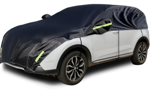 Konnfeir Halbgarage für Auto Windschutzscheibe Abdeckplane Winter Sommer Autoabdeckung wasserdicht Auto halbgarage Staubdicht Schneefest 420D Oxford Material (SUV)