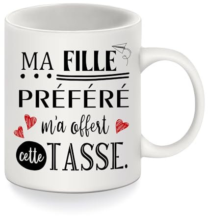 Bommex Cadeau pour Maman Papa Mug Tasse drôle Ma Fille préférée m'a offert cette Tasse Anniversaire Fête des Mères Fête des Pères Cadeau de Noël(Ma fille préférée m'a offert cette tasse)