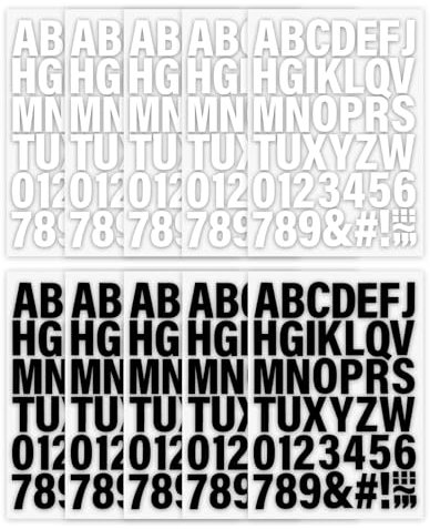 10 Sheets Iron On Letters - Heat Transfer Letters, 490 Pcs Iron On Numbers Alphabet Stickers, 2 Inch Vinyl, Black, White for Clothing Sport Jerseys T-Shirts Team Name Slogan Printing DIY Decoration