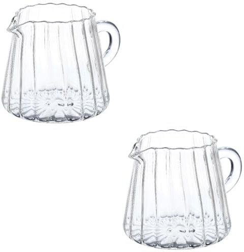 CANIGHT 2pcs Milk Jug Small Glass Pitcher Coffee Milk Frothing Pitcher for Latte Glasses Sage Jar for Home Restaurant