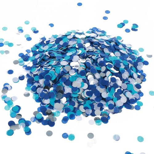 6000 Stücke Runde Konfetti, 1 cm / 0,39 Zoll, Groß Mehrfarbig Tisch für Zurück zur Schule, Hochzeit, Geburtstag, Valentinstag, Baby Dusche, Neujahr (Blau)