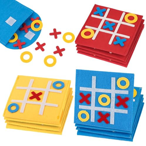 12 Stück Tic Tac Toe Spiel, Mini-Brettspiel Spielzeug, Bunt Tic Tac Mini Spielzeug, Filz Brettspiel für Kinder, Filz Mini Brettspiel Spielzeug, für Geburtstag Party, Puzzle-Mini-Spiele(12x12cm)