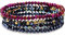 Damen Perlen Armband - Mehrschichtiges Kristall Steine Armband, Boho Modeschmuck für Frauen Mädchen Geschenke (Schwarz und Rot)