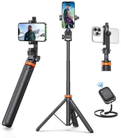 Vimose Newest 62 Phone Tripod, Tripod for iPhone & Selfie Stick Tripod with Remote, Extendable Phone Tripod Stand & Travel Tripod, Solidest Cell Phone Tripod Compatible with iPhone/Android
