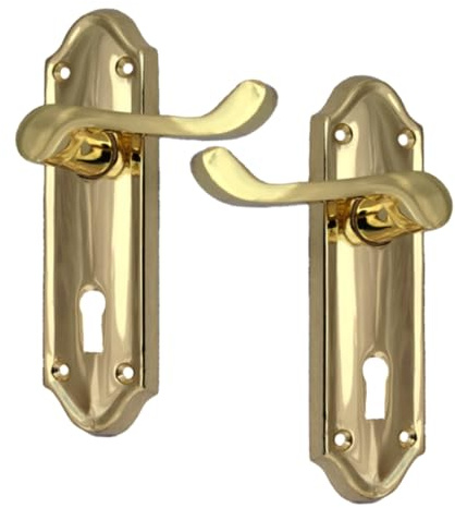 Epsom Door Handles Brass Internal Door Handle Set with Sash Lock – 1 Pair Lock Handles for Internal Doors