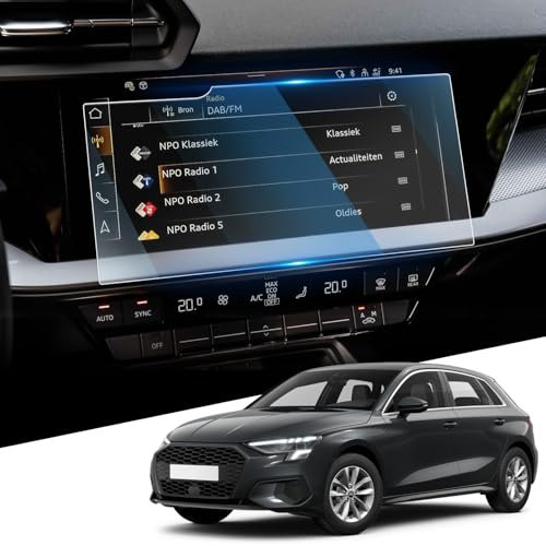 WEIPIN Protector de pantalla de 10,1 pulgadas para Aud-i A3 tipo 8Y 2020-2024 / A3 8y Sportback, GPS Navi Protector de pantalla con vidrio templado 9H resistente a los arañazos y antihuellas