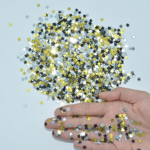 18000 Pezzi Stelle Confetti Coriandoli, Coriandoli Stelline Oro, Stelline Dorate Per Decorazioni, Scintillante Plastica Coriandoli Stelle per Feste, Matrimoni, Compleanni, DIY