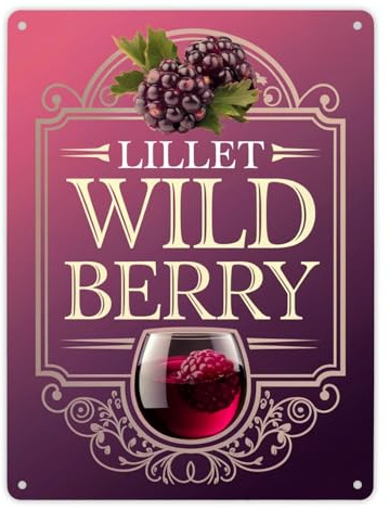 LILLET WILD BERRY Metallschild XL in 21x28 cm Elegantes Schild für anspruchsvolle Liebhaber in stilvollem Pink und Lila für einzigartige Momente
