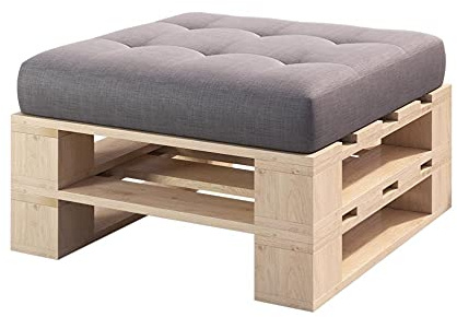 Lermowood Palettenmöbel Mp Hocker 80 x 60 x 40 cm Natur | Europaletten Indoor und Outdoor Lounge Gartenmöbel Holz Gartenmöbel Set Lounge Möbel Terrasse Balkon Loft Stil Paletten