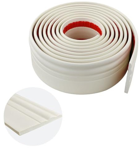 3 Meters Foam Baseboard Skirting Border,Self Adhesive Wall Borders,Wall Trim Line 3D,Peel and Stick Molding,Wallpaper Border,Caulk Strip Stickers for Countertops,Tile Waistline Trims(Cream,9.3CM)