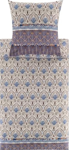 Bassetti Bettwäsche Nairobi Feinsatin braun-blau Größe 1x 135x200 cm + 1x 80x80 cm