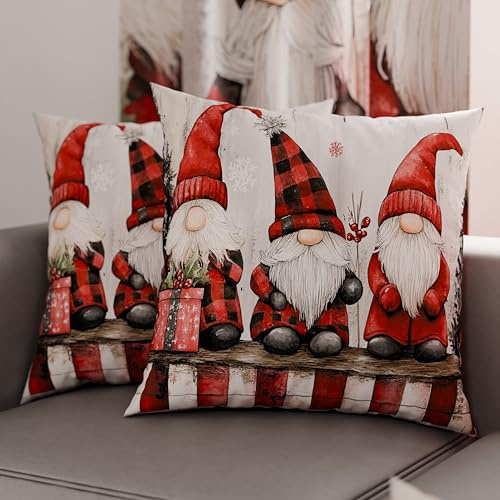 Petti Italian Artisans – Paar 35 x 35 cm große Mikrofaser-Kissenbezüge, Weihnachtskissenbezüge, Weihnachtsdekor-Kissen für Schlafzimmer, Sofa, Wohnzimmer, 2er-Set Kissenbezüge, Xmas 5 Kissenbezug