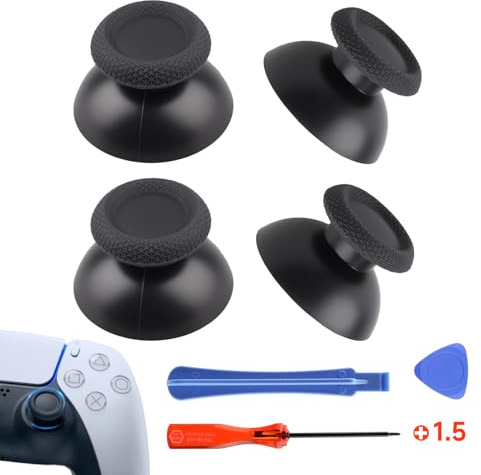 Lueden Kit di riparazione per joystick analogico PS5 con tappi per pollice analogici personalizzati, leva a leva triangolare e cacciavite compatibili con controller PS5, nero