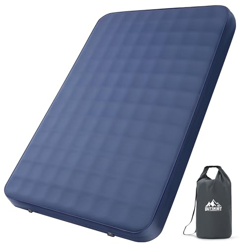 OUTSKIRT Ultraleichte Camping Isomatte, 10,2 cm Dicke Aufblasbare Isomatten mit Pumptasche, Campingmatte Selbstaufblasend, 9,5 R-Wert Campingbett für Zelt, Auto, LKW oder Van, 4 Jahreszeiten