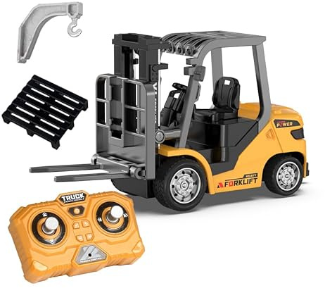 DUKUSEEK Mini carrello elevatore a forcale RC della scala 1:64, modello telecomandato RWD della costruzione del veicolo industriale della lega RC