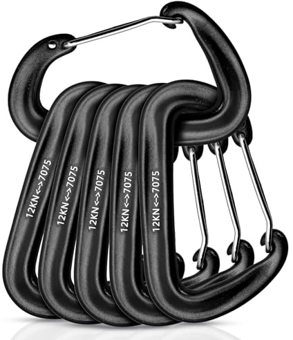 6 Karabinerhaken Aluminium, leichte Clips für Hängematte, Camping, Rucksack | Leichte Outdoor Clips für Hängematte, Camping, Rucksack, Schlüsselanhänger, Zubehör Karabiner für Befestigung & Organisation