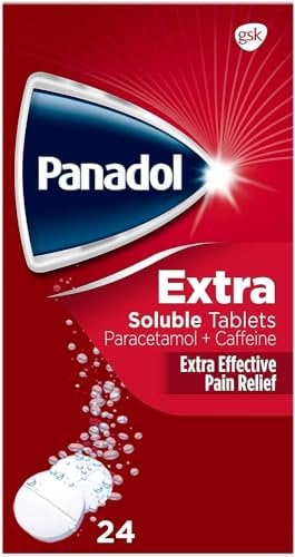 Panadol Extra Soluble Tablets 500mg, Painkiller and Headache Relief with Caffeine, Pack of 24