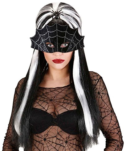 NET TOYS Spinnweben Halloween Maske Hexenmaske Venezianische Ballmaske Schwarze Witwe Augenmaske Spinne Karnevalsmaske Spinnennetz Maske