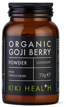 KIKI Health 100% Raw Organic Goji Berry Powder 70g | Premium, Certified Organic Superfood from Qinghai-Tibet Plateau | High in Vitamin C & Iron, Suitable for Vegans | Nourish Your Body Naturally